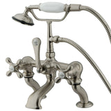 Vintage Three-Handle 2-Hole Deck-Mount Clawfoot Tub Faucet with Hand Shower