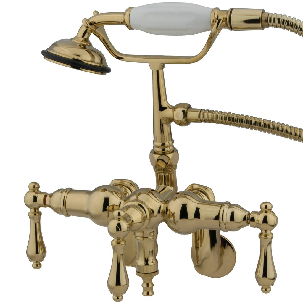 Vintage Three-Handle 2-Hole Tub Wall Mount Clawfoot Tub Faucet with Hand Shower