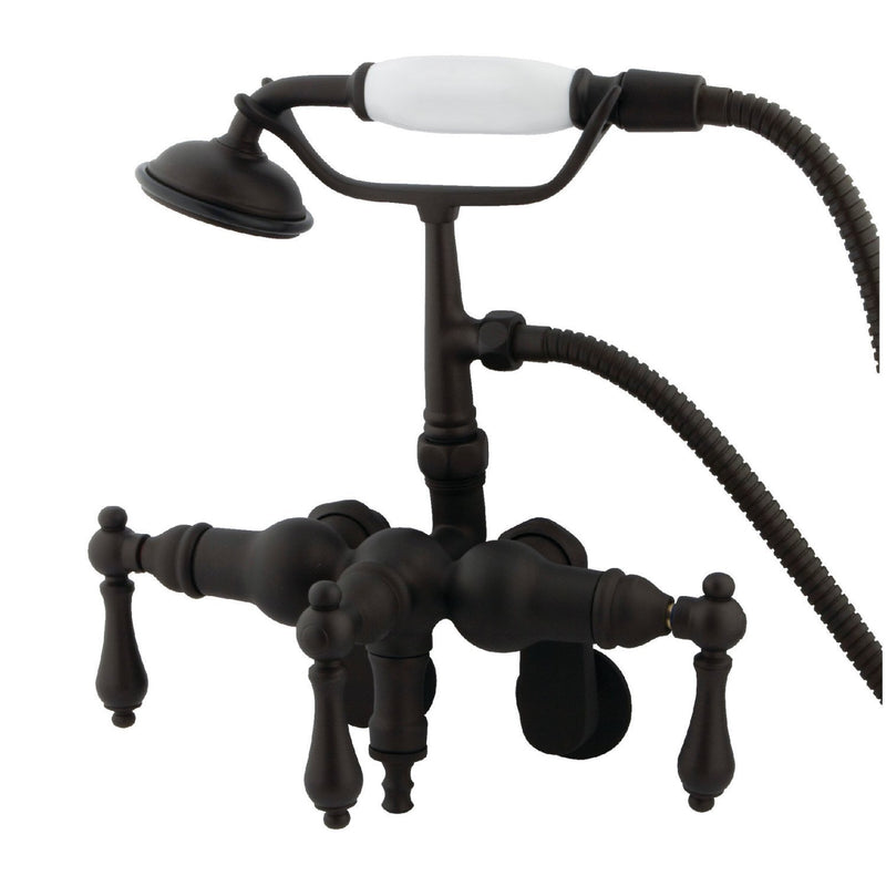Vintage Three-Handle 2-Hole Tub Wall Mount Clawfoot Tub Faucet with Hand Shower