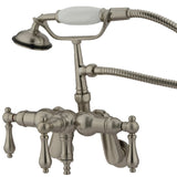 Vintage Three-Handle 2-Hole Tub Wall Mount Clawfoot Tub Faucet with Hand Shower