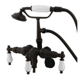 Vintage Three-Handle 2-Hole Tub Wall Mount Clawfoot Tub Faucet with Hand Shower