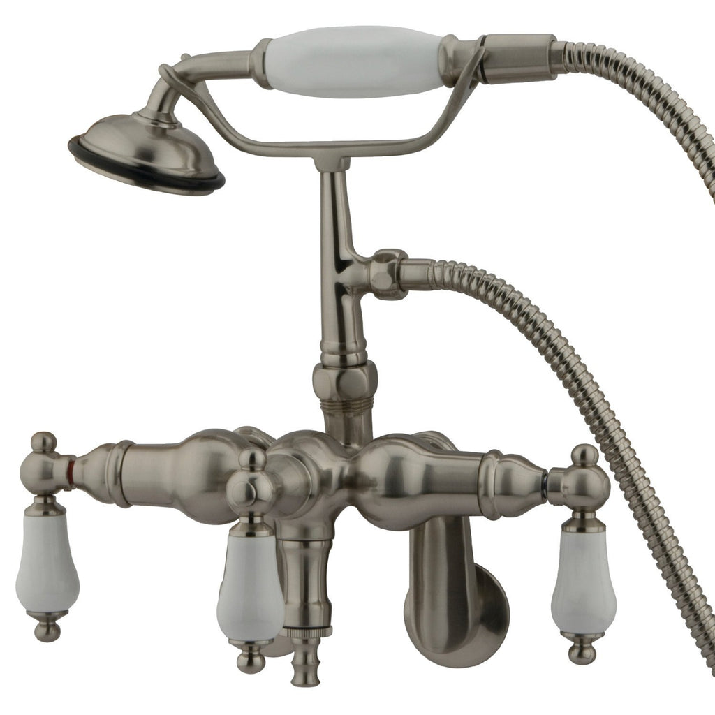 Vintage Three-Handle 2-Hole Tub Wall Mount Clawfoot Tub Faucet with Hand Shower