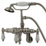 Vintage Three-Handle 2-Hole Tub Wall Mount Clawfoot Tub Faucet with Hand Shower