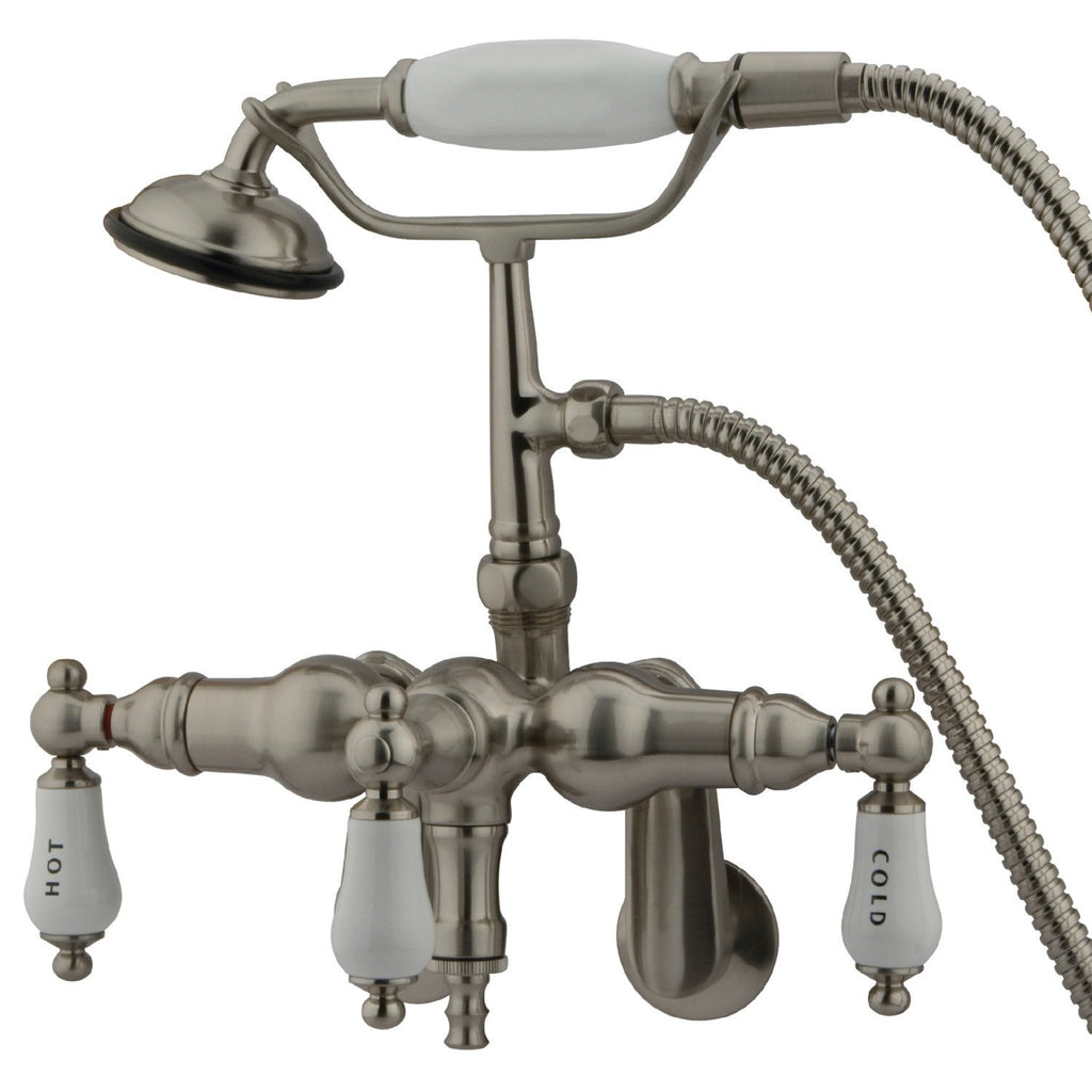 Vintage Three-Handle 2-Hole Tub Wall Mount Clawfoot Tub Faucet with Hand Shower