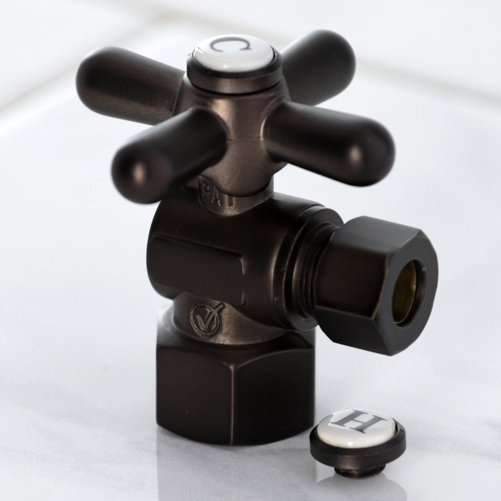 Vintage 1/2-Inch FIP x 3/8-Inch O.D. Comp Quarter-Turn Angle Shut-Off Valve