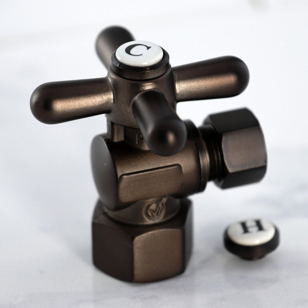 Vintage 1/2-Inch FIP x 3/8-Inch O.D. Comp Quarter-Turn Angle Shut-Off Valve