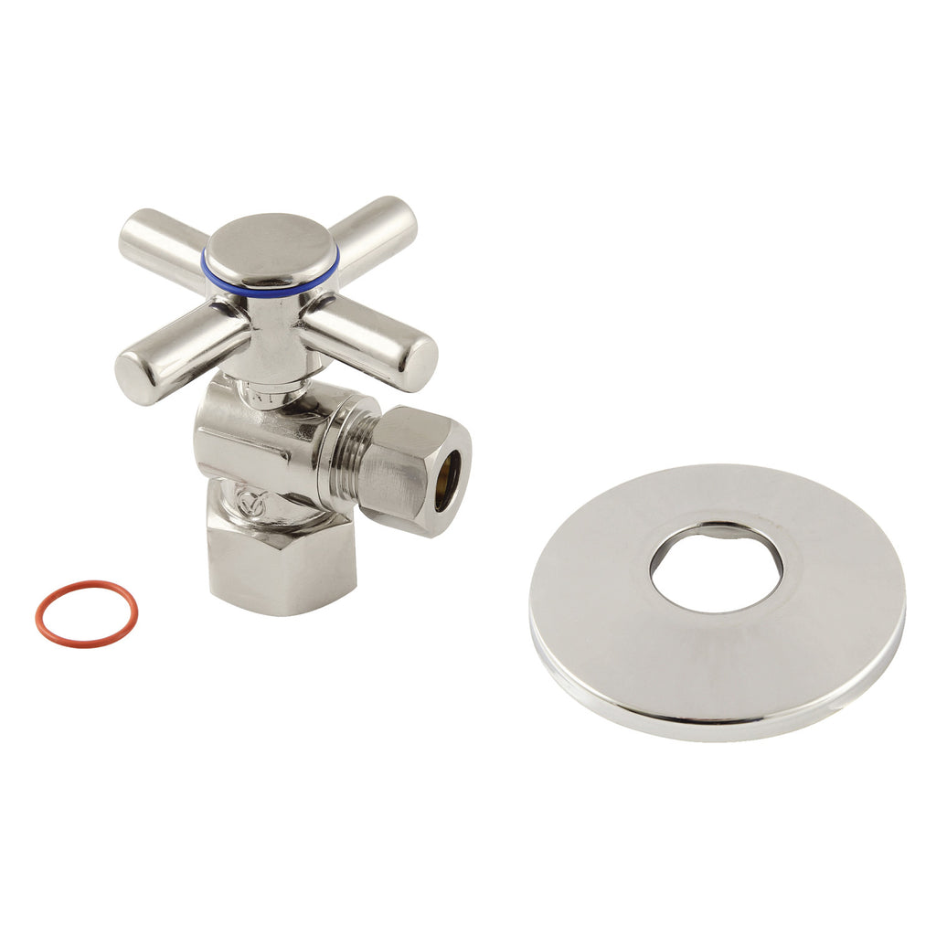 Concord 1/2-Inch FIP x 3/8-Inch O.D. Comp Quarter-Turn Angle Shut-Off Valve with Flange