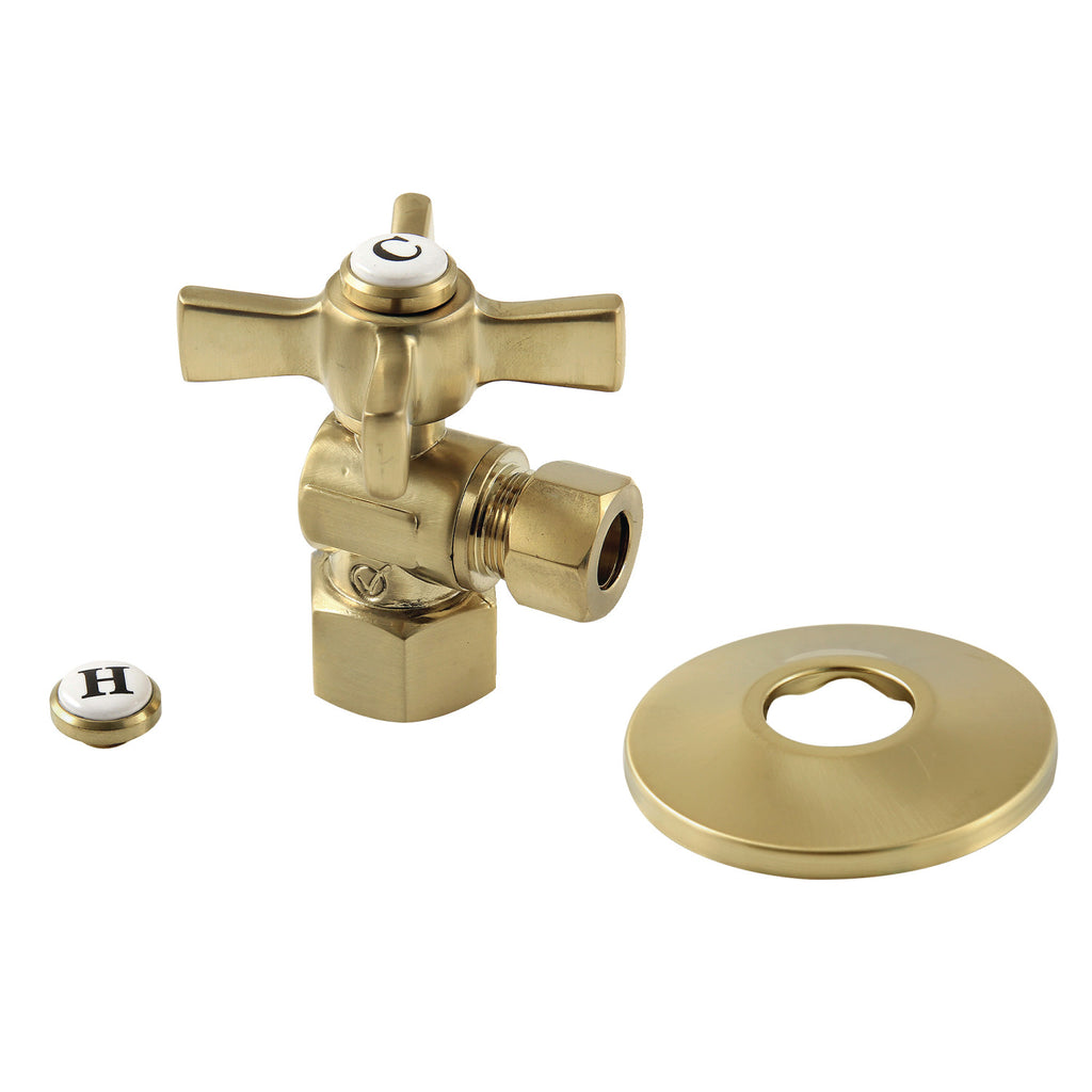 Millennium 1/2-Inch FIP x 3/8-Inch O.D. Comp Quarter-Turn Angle Shut-Off Valve with Flange