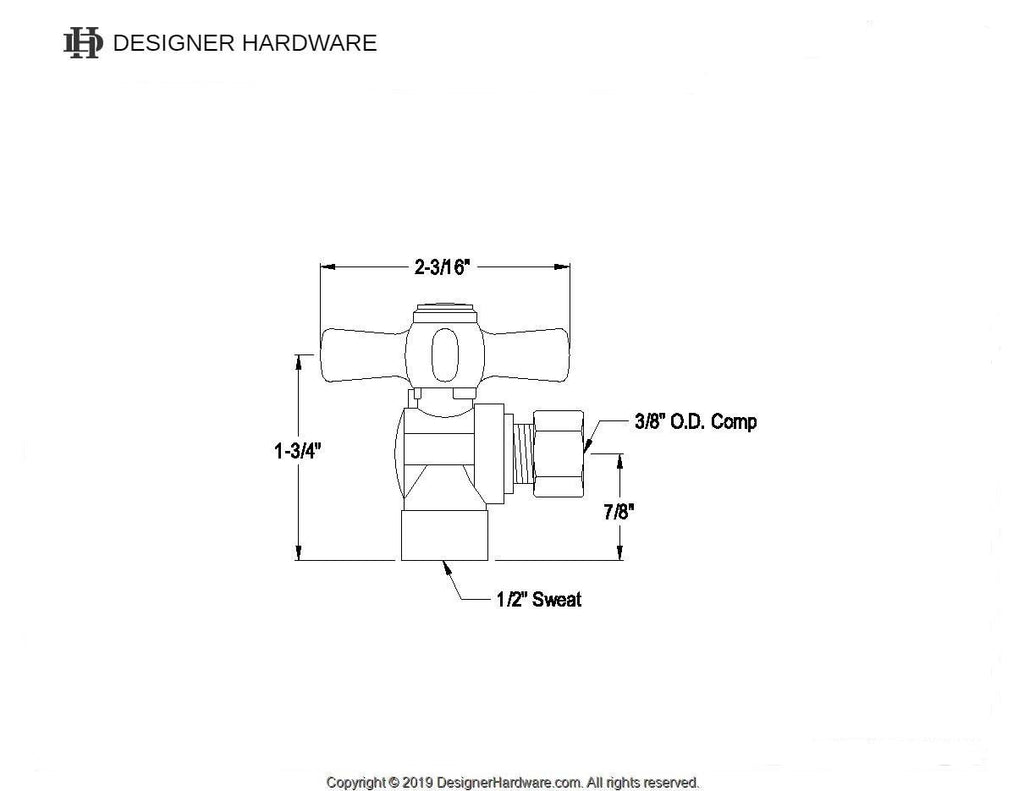 Millennium 1/2-Inch Sweat x 3/8-Inch O.D. Comp Angle Shut-Off Valve