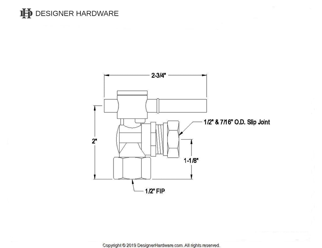 Concord 1/2-Inch FIP x 1/2-Inch or 7/16-Inch Slip Joint Quarter-Turn Angle Shut-Off Valve