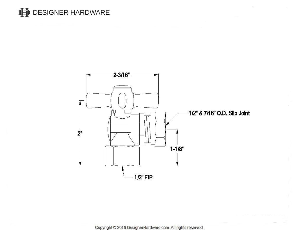 Millennium 1/2-Inch FIP x 1/2-Inch or 7/16-Inch Slip Joint Quarter-Turn Angle Shut-Off Valve