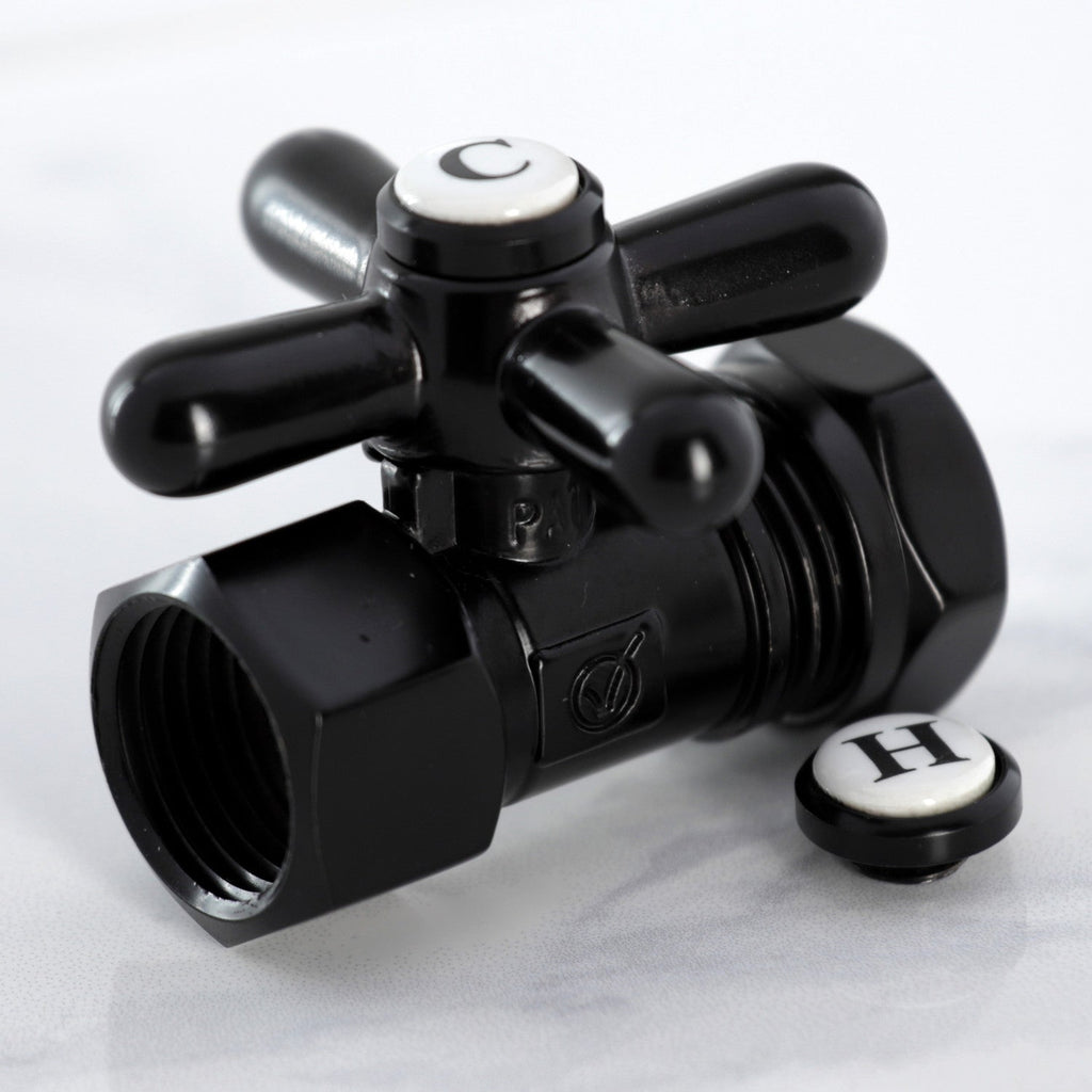 Vintage 1/2-Inch FIP x 1/2-Inch or 7/16-Inch Slip Joint Quarter-Turn Straight Shut-Off Valve
