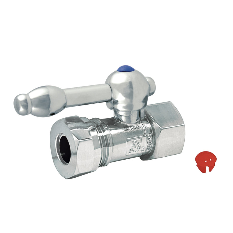 Vintage 1/2-Inch FIP x 1/2-Inch or 7/16-Inch Slip Joint Quarter-Turn Straight Shut-Off Valve