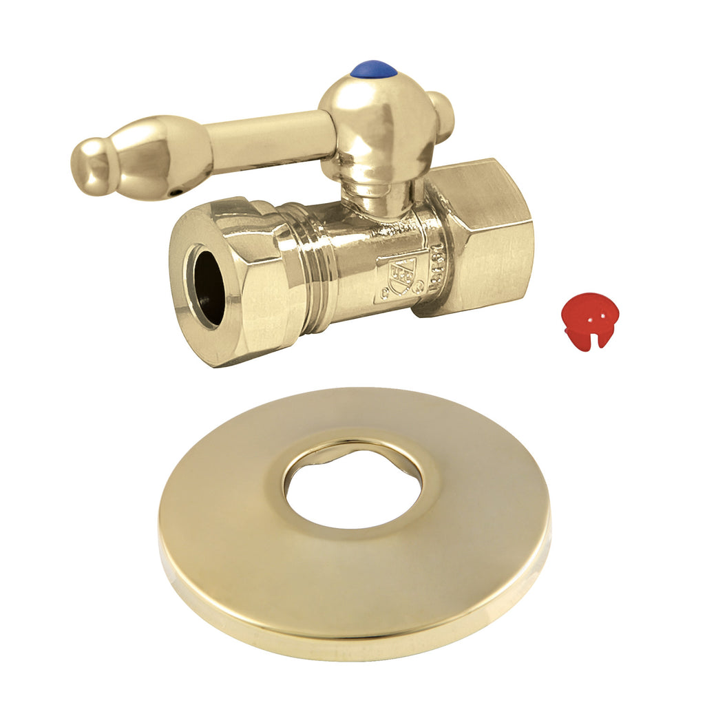 1/2-Inch FIP x 1/2-Inch or 7/16-Inch Slip Joint Quarter-Turn Straight Shut-Off Valve with Flange