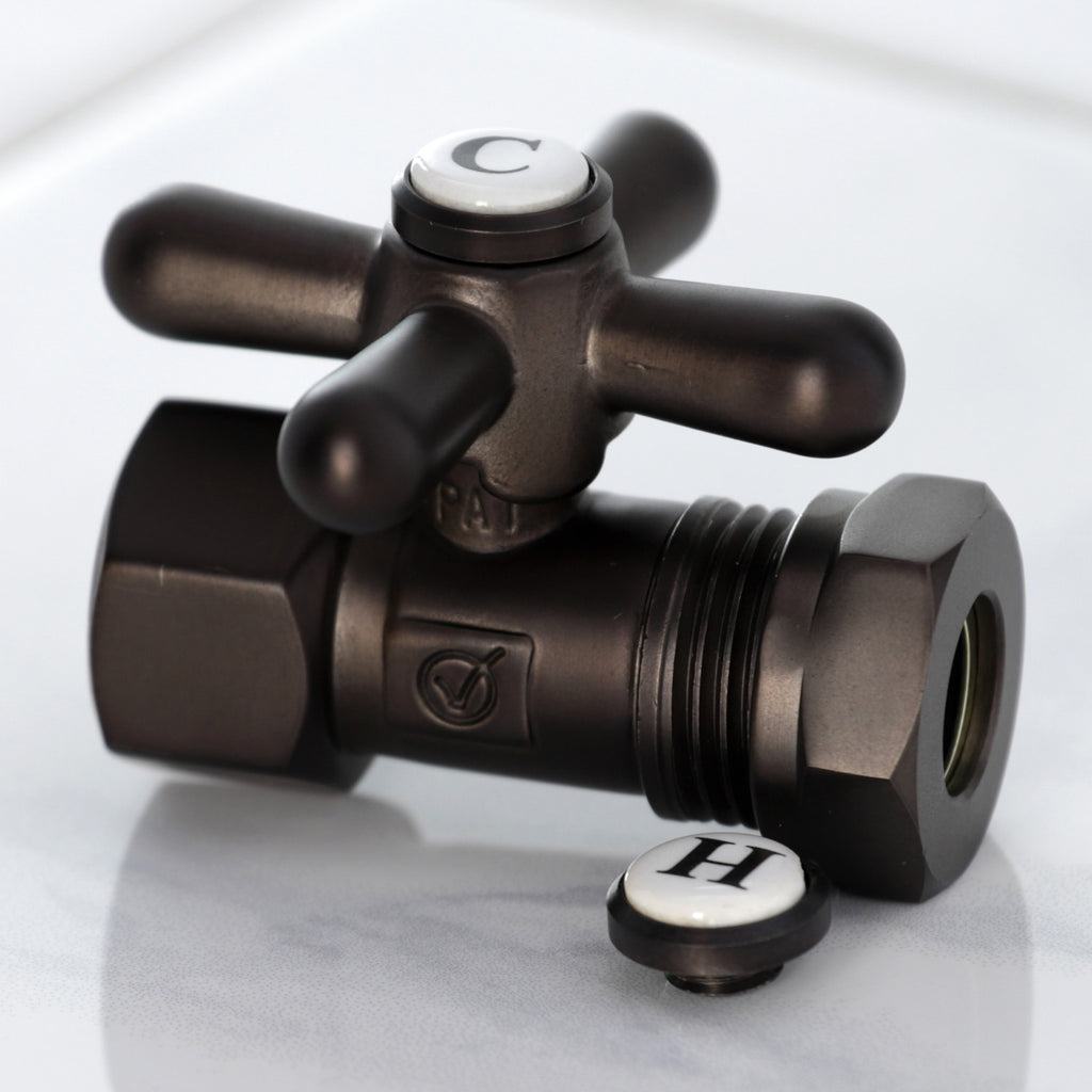 Vintage 1/2-Inch FIP x 1/2-Inch or 7/16-Inch Slip Joint Quarter-Turn Straight Shut-Off Valve