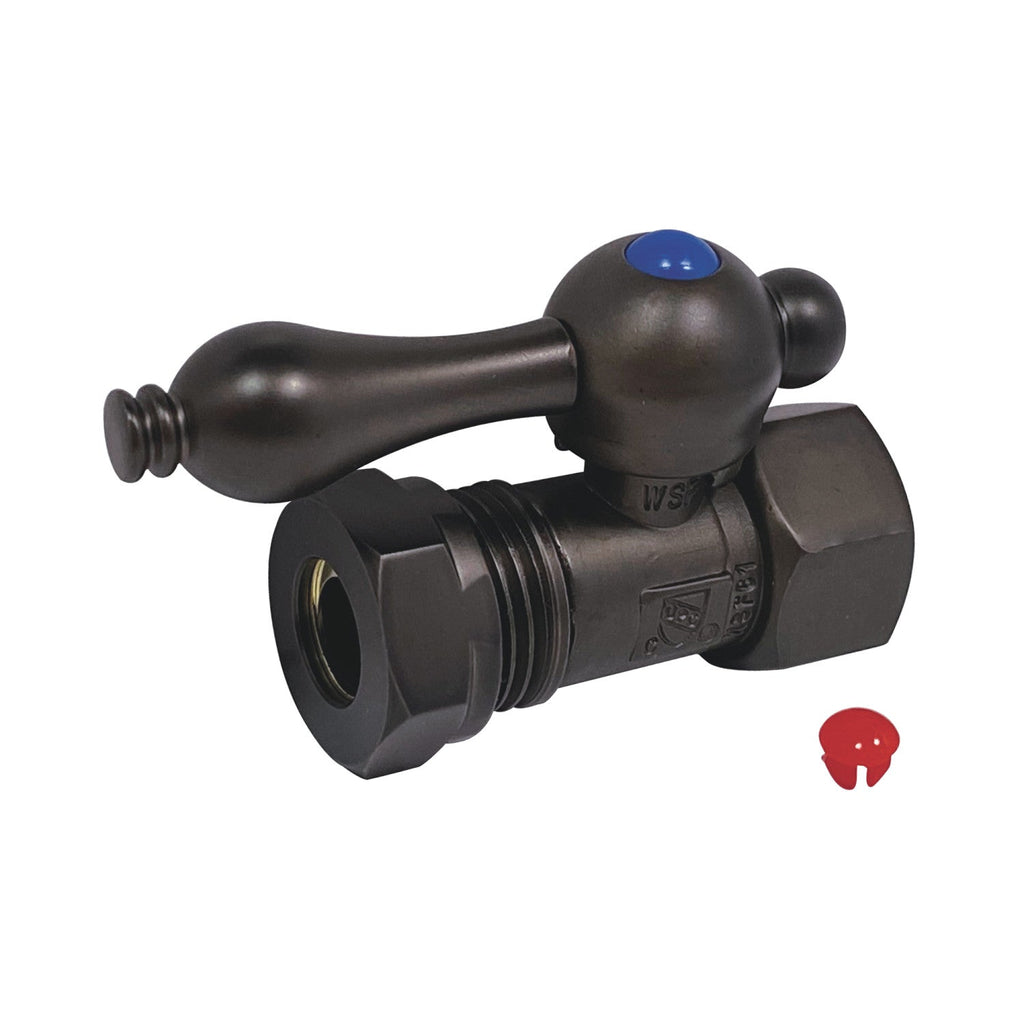 Vintage 1/2-Inch FIP x 1/2-Inch or 7/16-Inch Slip Joint Quarter-Turn Straight Shut-Off Valve
