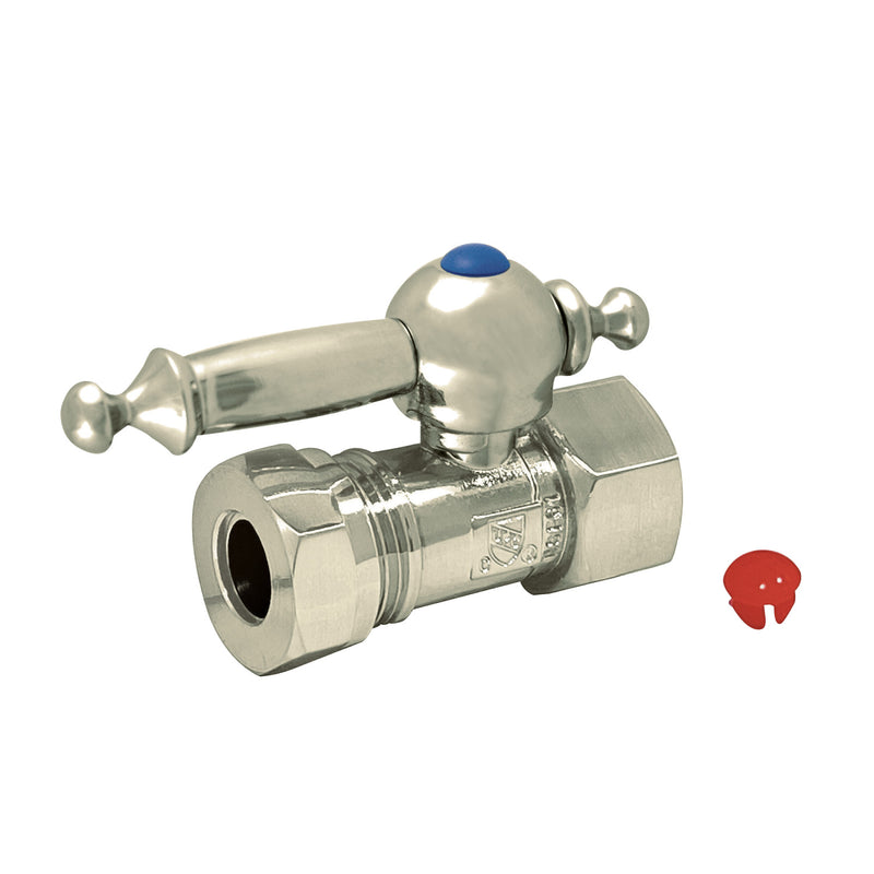 Vintage 1/2-Inch FIP x 1/2-Inch or 7/16-Inch Slip Joint Quarter-Turn Straight Shut-Off Valve