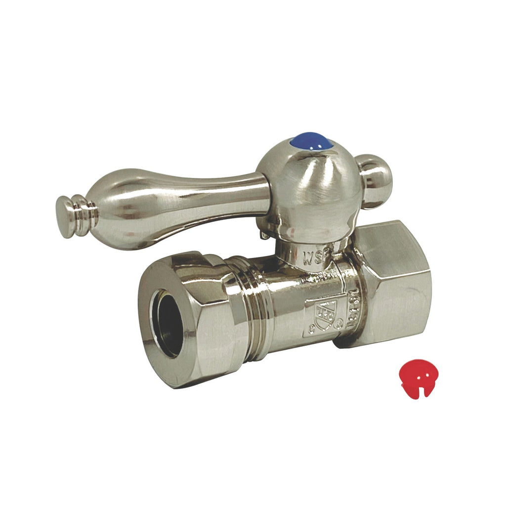 Vintage 1/2-Inch FIP x 1/2-Inch or 7/16-Inch Slip Joint Quarter-Turn Straight Shut-Off Valve