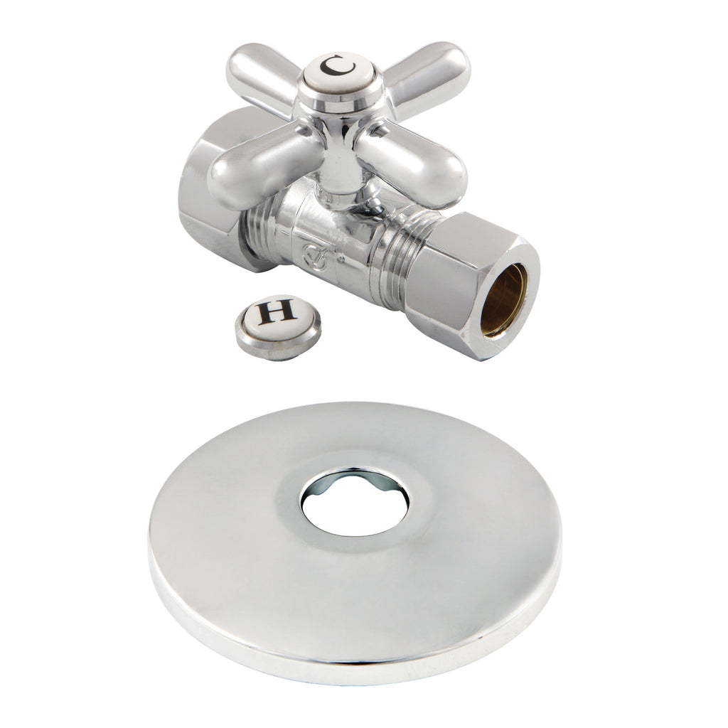 5/8-Inch O.D. Comp x 1/2-Inch O.D. Comp Quarter-Turn Straight Shut-Off Valve with Flange