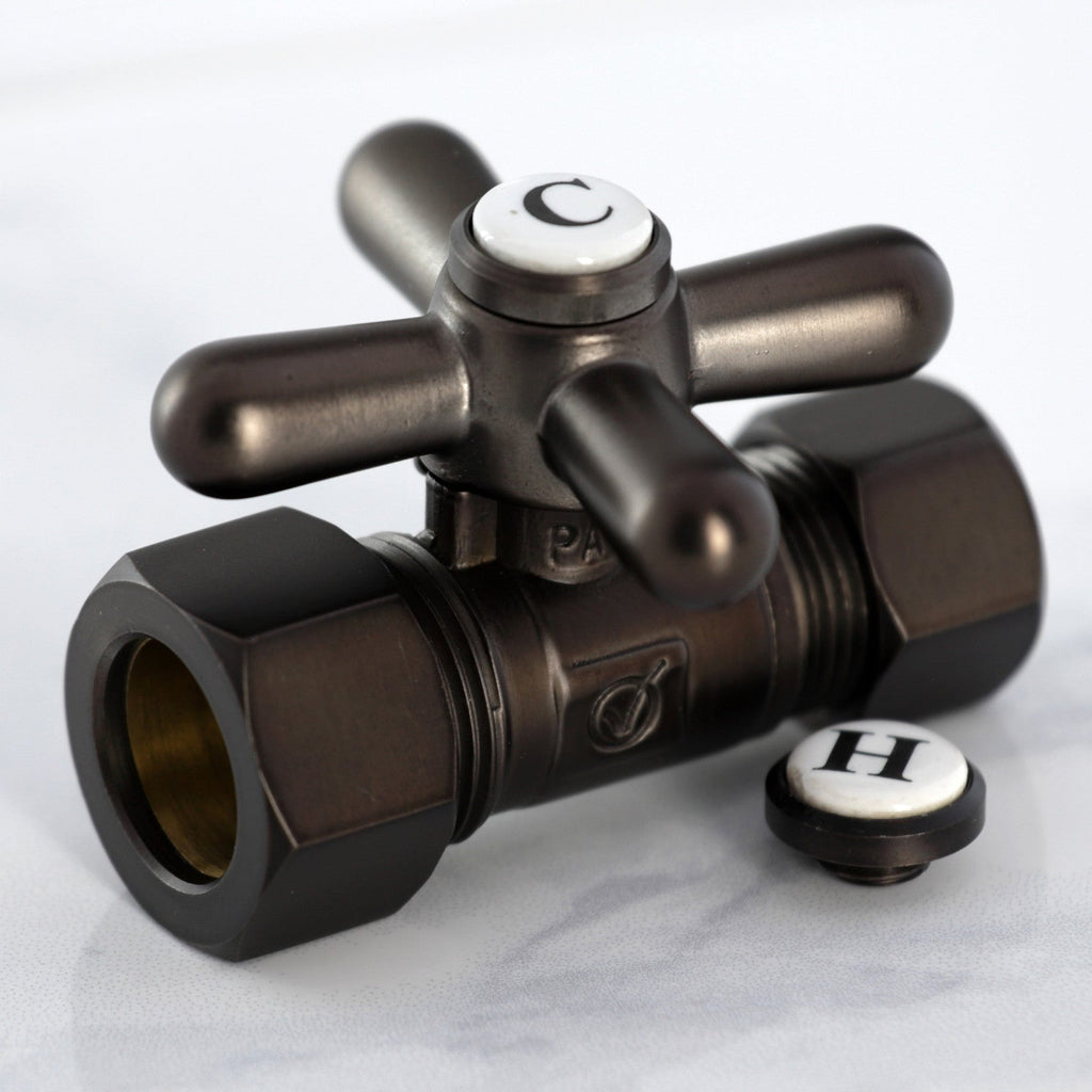 Vintage 5/8-Inch O.D. Comp x 1/2-Inch O.D. Comp Quarter-Turn Straight Shut-Off Valve