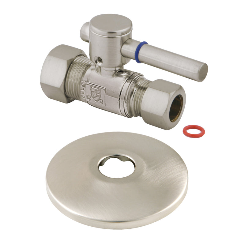 5/8-Inch O.D. Comp x 1/2-Inch O.D. Comp Quarter-Turn Straight Shut-Off Valve with Flange