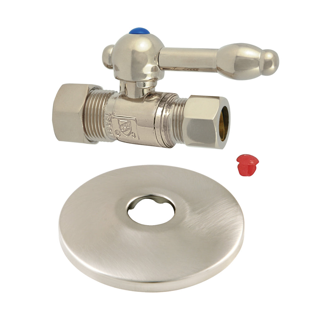 5/8-Inch O.D. Comp x 1/2-Inch O.D. Comp Quarter-Turn Straight Shut-Off Valve with Flange