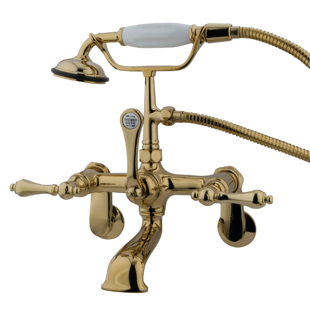Vintage Three-Handle 2-Hole Tub Wall Mount Clawfoot Tub Faucet with Hand Shower