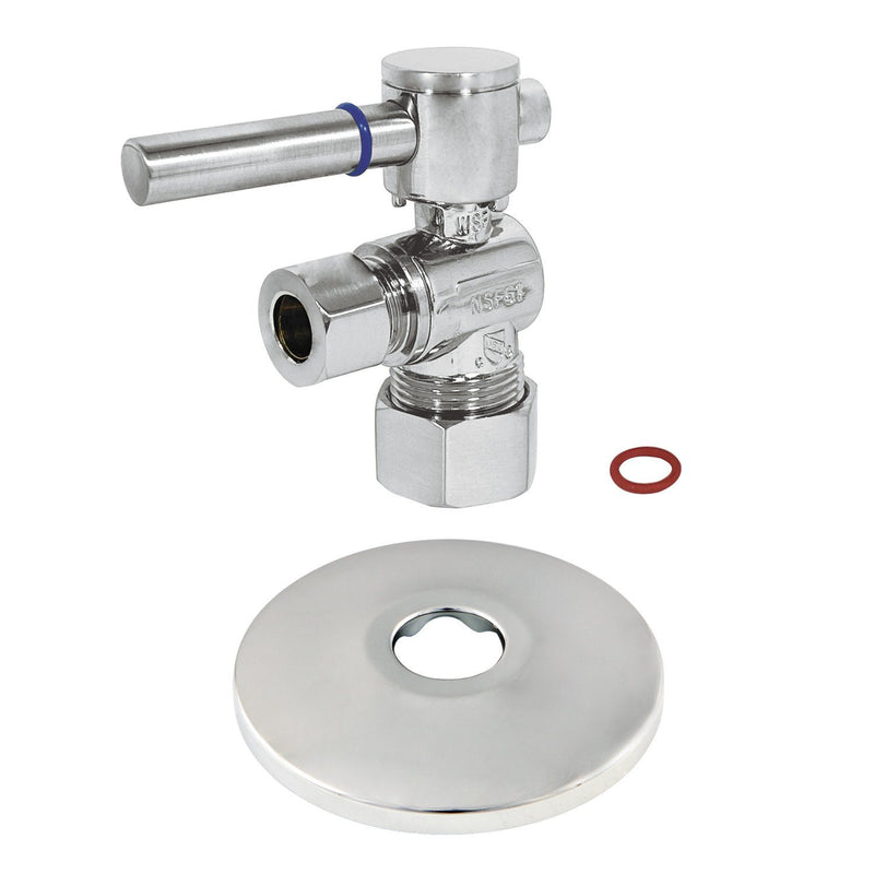 5/8-Inch O.D. Comp x 3/8-Inch O.D. Comp Quarter-Turn Angle Shut-Off Valve with Flange