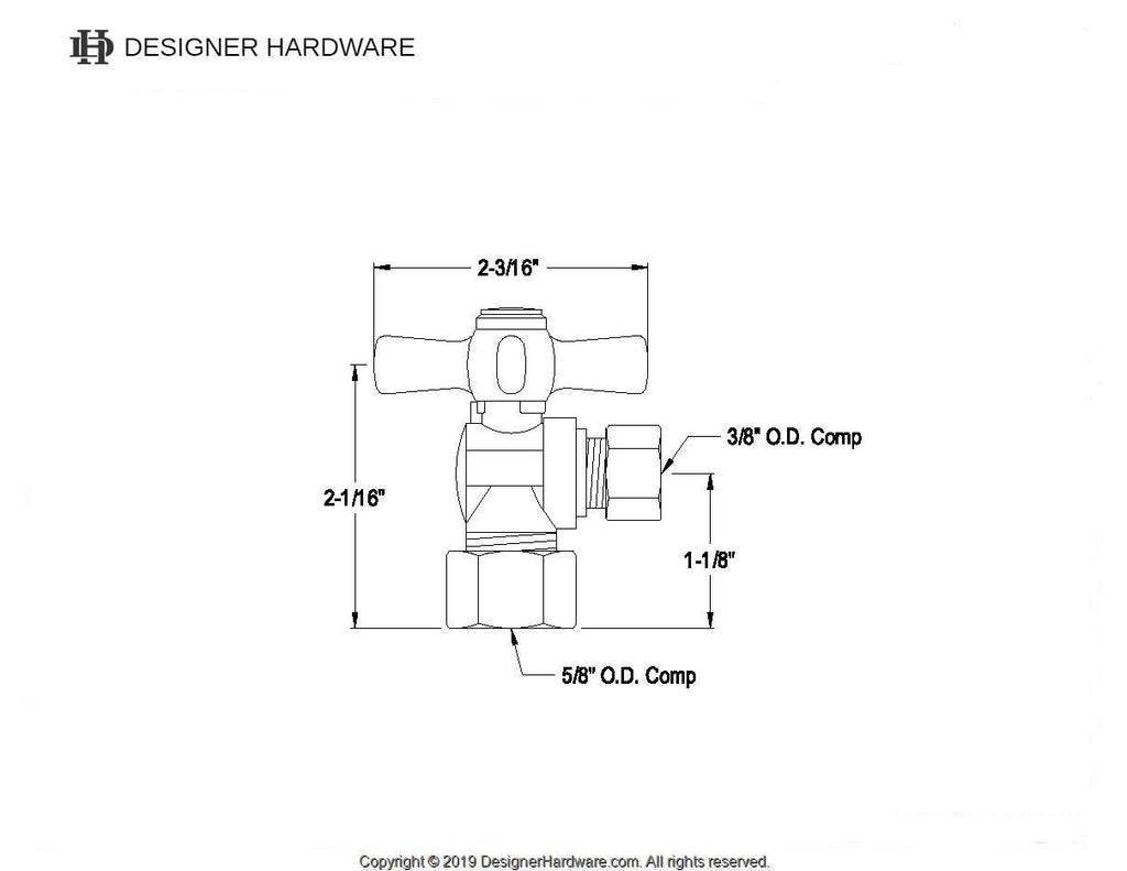 Millennium 5/8-Inch O.D. Comp x 3/8-Inch O.D. Comp Quarter-Turn Angle Shut-Off Valve