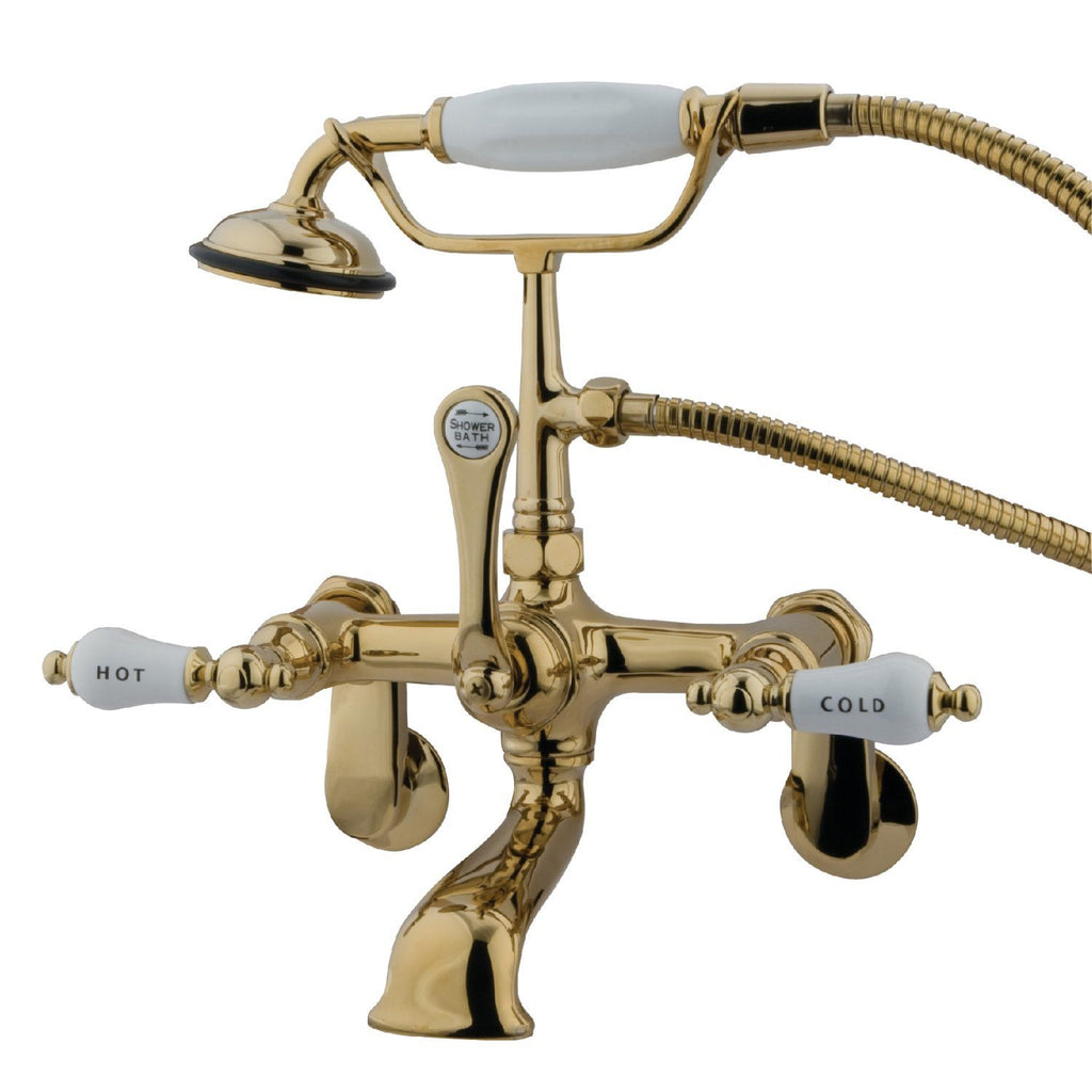 Vintage Three-Handle 2-Hole Tub Wall Mount Clawfoot Tub Faucet with Hand Shower