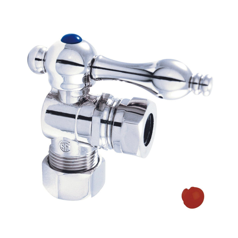 Vintage 5/8-Inch O.D. Comp x 1/2-Inch or 7/16-Inch Slip Joint Quarter-Turn Angle Shut-Off Valve