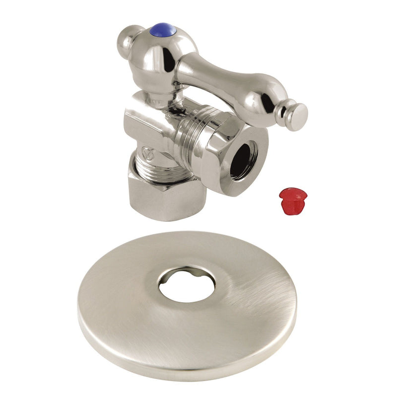 5/8-Inch O.D. Comp x 1/2-Inch or 7/16-Inch Slip Joint Quarter-Turn Angle Shut-Off Valve with Flange