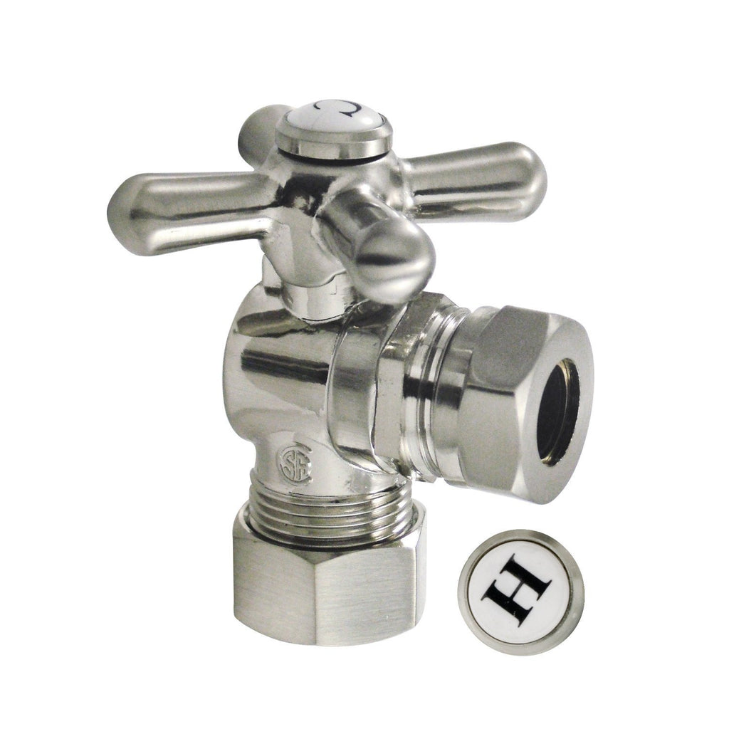 Vintage 5/8-Inch O.D. Comp x 1/2-Inch or 7/16-Inch Slip Joint Quarter-Turn Angle Shut-Off Valve