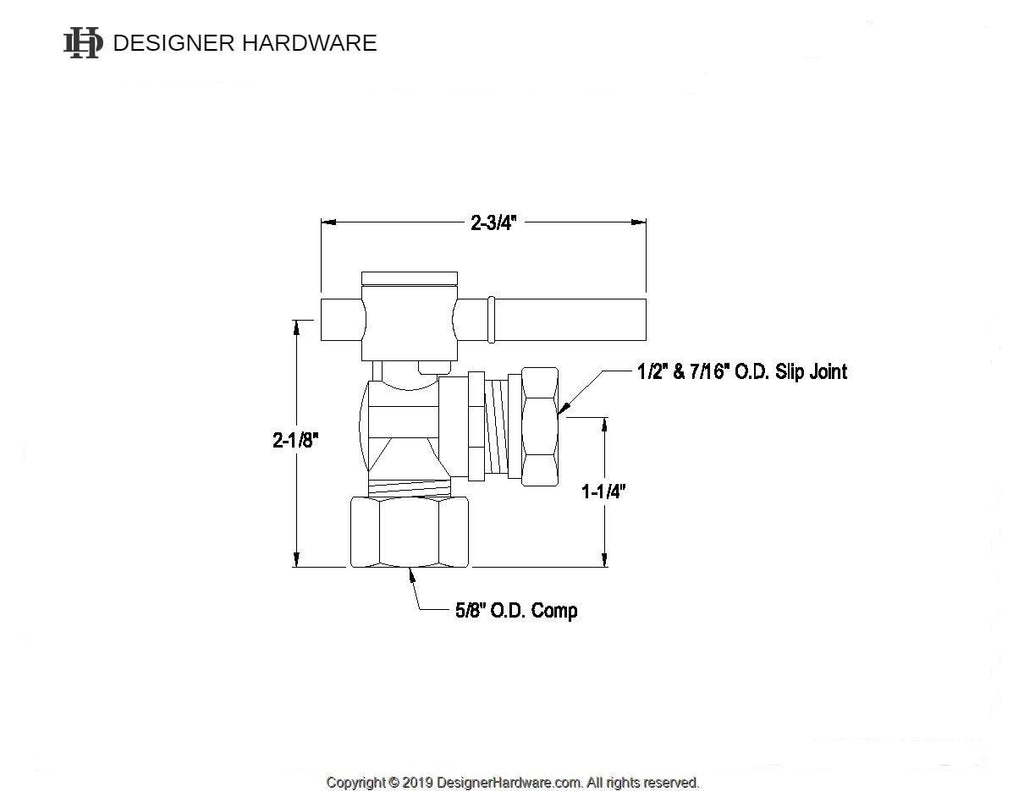 Fauceture 5/8-Inch O.D. Comp x 1/2-Inch or 7/16-Inch Slip Joint Quarter-Turn Angle Shut-Off Valve