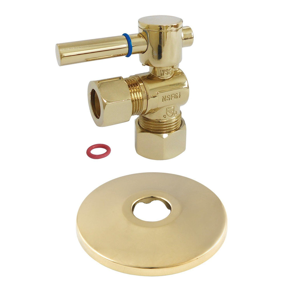 5/8-Inch O.D. Comp x 1/2-Inch O.D. Comp Quarter-Turn Angle Shut-Off Valve with Flange