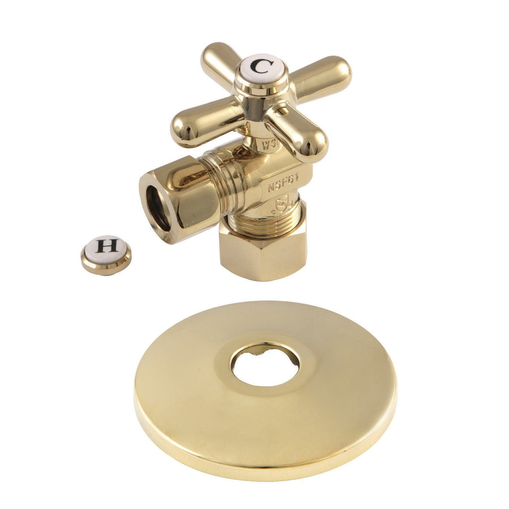 5/8-Inch O.D. Comp x 1/2-Inch O.D. Comp Quarter-Turn Angle Shut-Off Valve with Flange