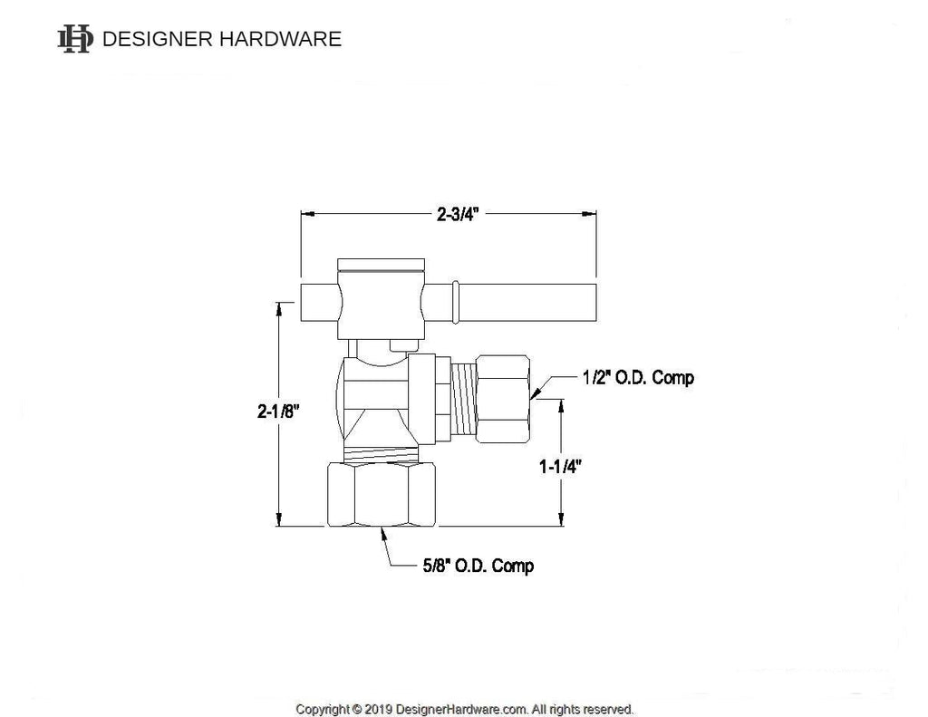 Fauceture 5/8-Inch O.D. Comp x 1/2-Inch O.D. Comp Quarter-Turn Angle Shut-Off Valve