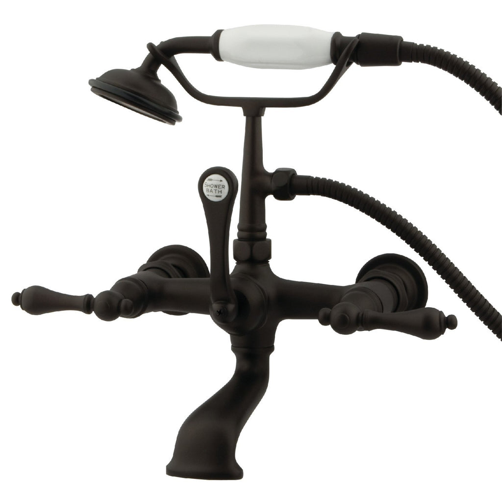 Vintage Three-Handle 2-Hole Tub Wall Mount Clawfoot Tub Faucet with Hand Shower