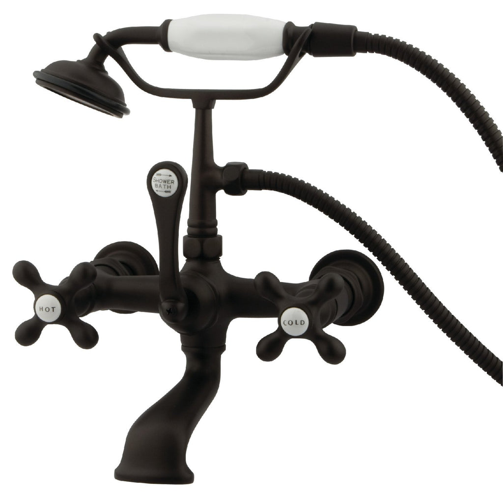 Vintage Three-Handle 2-Hole Tub Wall Mount Clawfoot Tub Faucet with Hand Shower