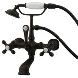 Vintage Three-Handle 2-Hole Tub Wall Mount Clawfoot Tub Faucet with Hand Shower
