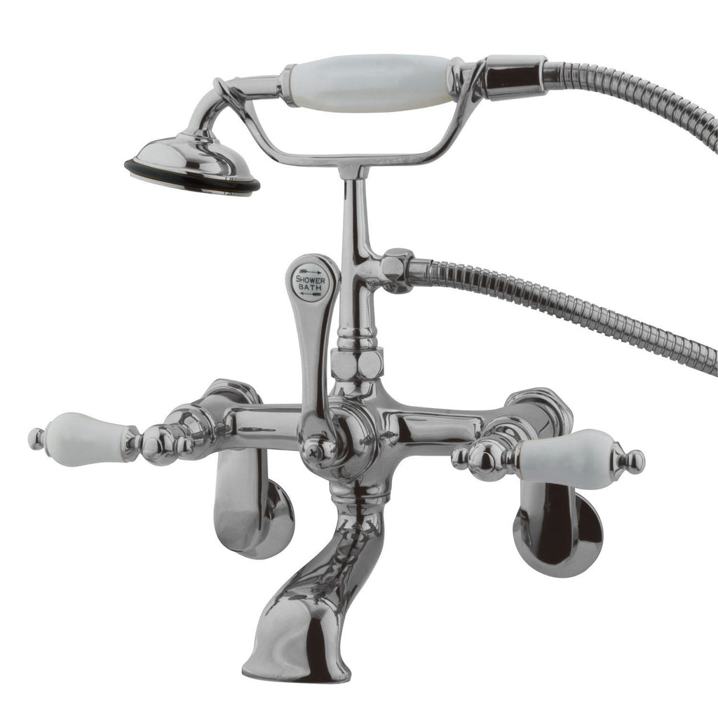 Vintage Three-Handle 2-Hole Tub Wall Mount Clawfoot Tub Faucet with Hand Shower