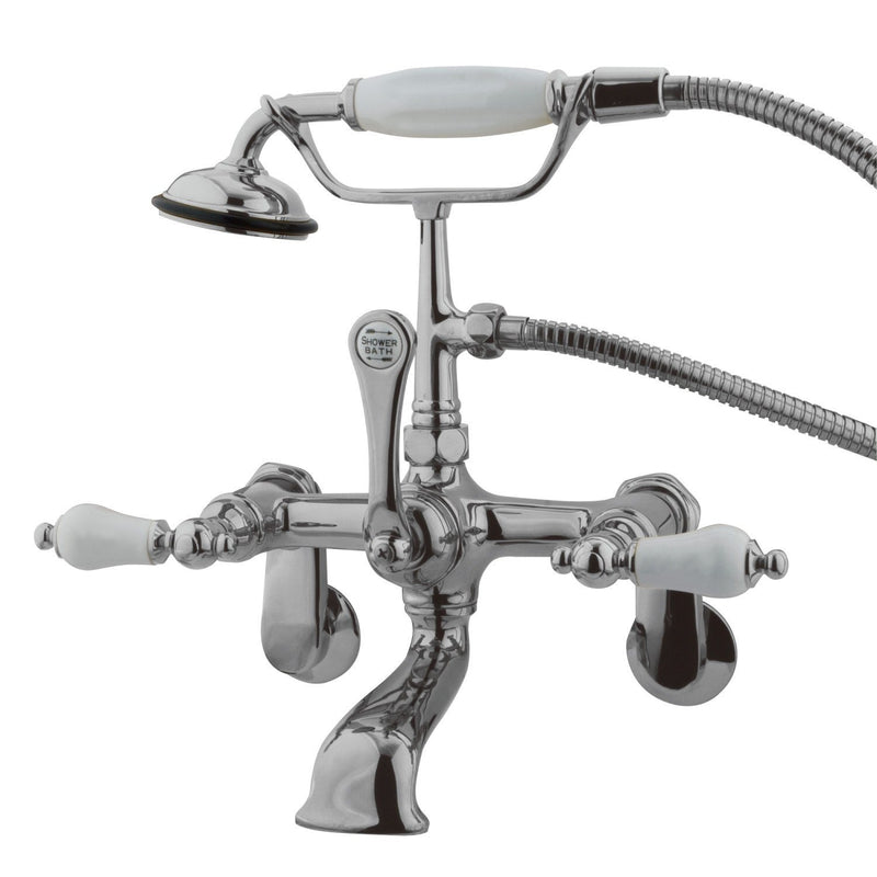 Vintage Three-Handle 2-Hole Tub Wall Mount Clawfoot Tub Faucet with Hand Shower