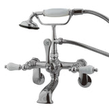 Vintage Three-Handle 2-Hole Tub Wall Mount Clawfoot Tub Faucet with Hand Shower