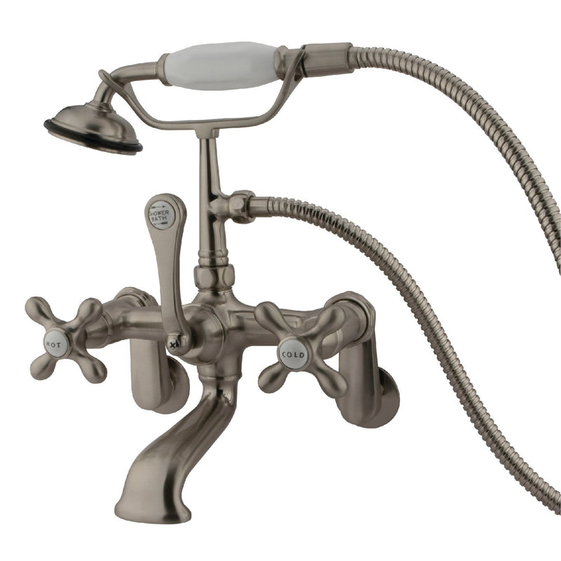 Vintage Three-Handle 2-Hole Tub Wall Mount Clawfoot Tub Faucet with Hand Shower