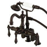 Vintage Three-Handle 2-Hole Deck-Mount Clawfoot Tub Faucet with Hand Shower