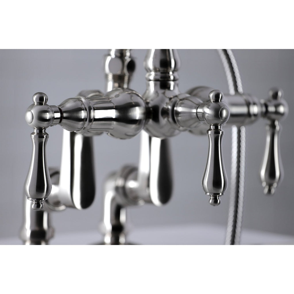 Vintage Three-Handle 2-Hole Deck-Mount Clawfoot Tub Faucet with Hand Shower
