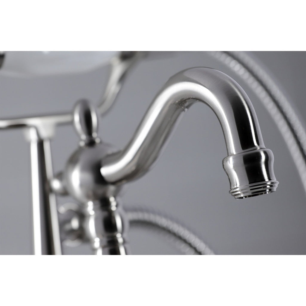 Vintage Three-Handle 2-Hole Deck-Mount Clawfoot Tub Faucet with Hand Shower