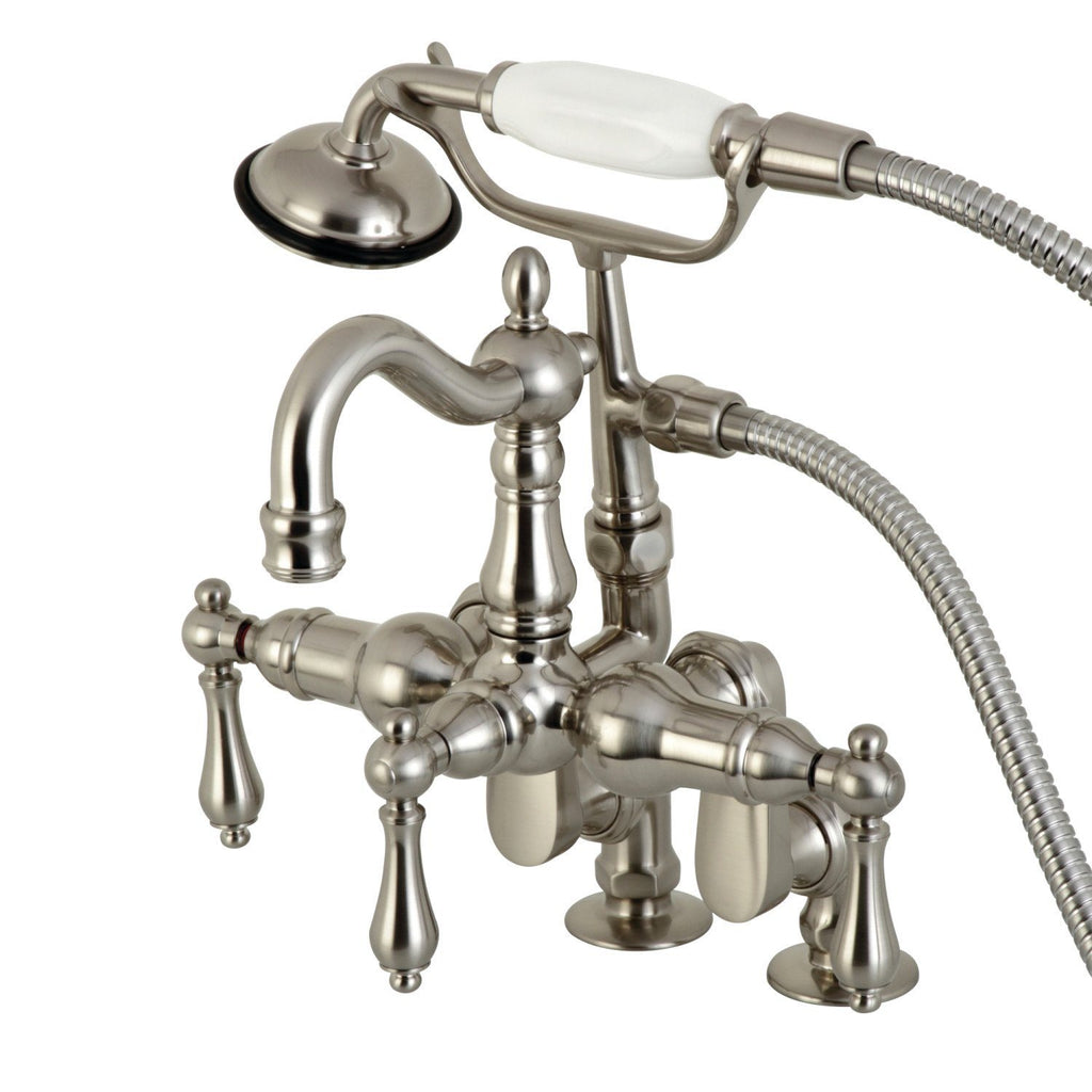 Vintage Three-Handle 2-Hole Deck-Mount Clawfoot Tub Faucet with Hand Shower