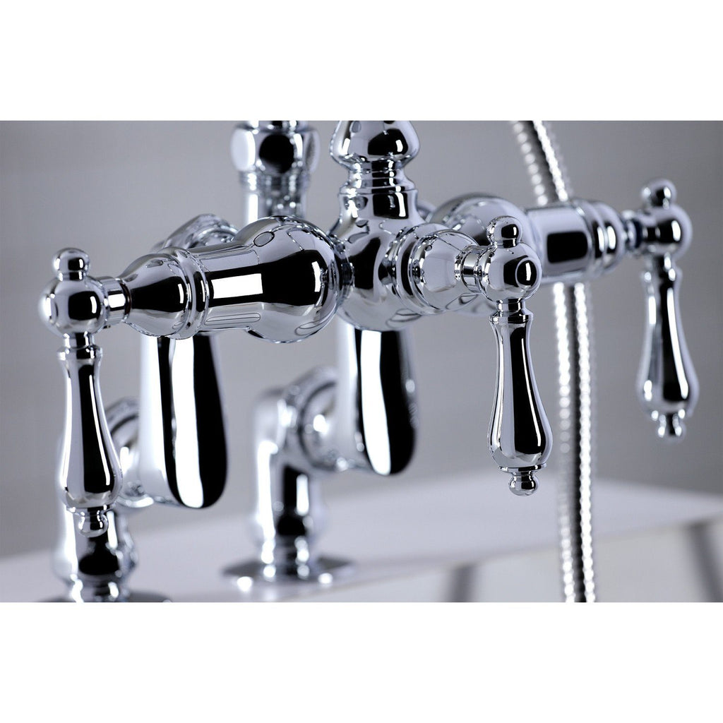 Vintage Three-Handle 2-Hole Deck-Mount Clawfoot Tub Faucet with Hand Shower