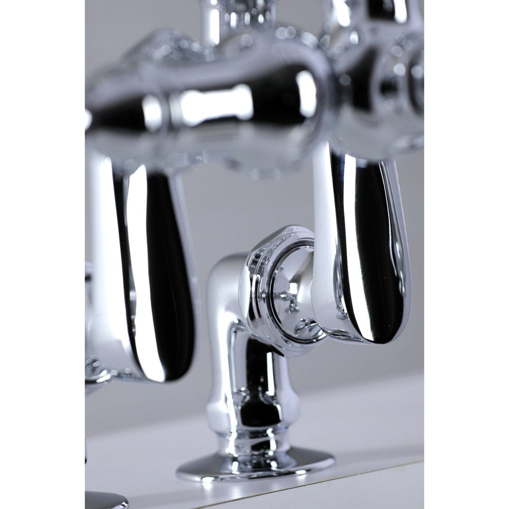 Vintage Three-Handle 2-Hole Deck-Mount Clawfoot Tub Faucet with Hand Shower